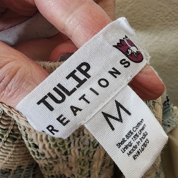 Tulip Creations Floral Short Puff Sleeve Smocked Back Midi Dress M - Picture 4 of 4